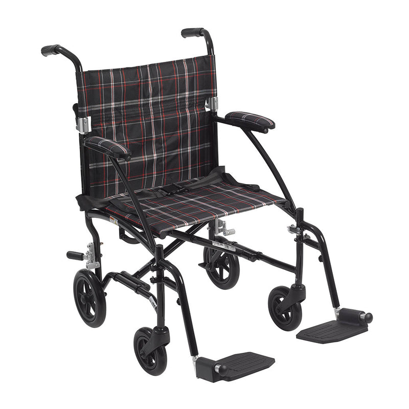 Drive Medical Fly Lite Ultra Lightweight Transport Wheelchair, Black