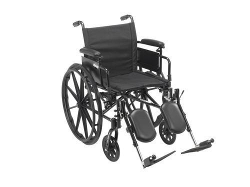 Drive Medical Cruiser X4 Lightweight Dual Axle Wheelchair with Adjustable Detachable Arms, Full Arms, Elevating Leg Rests, 18" S