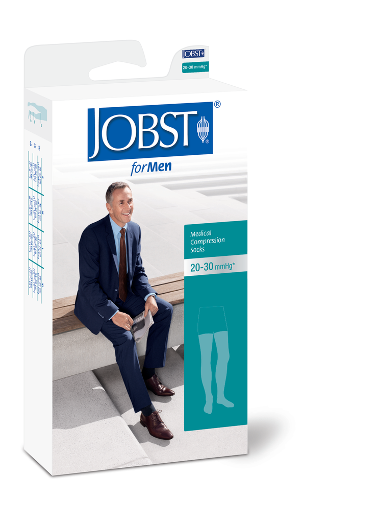 JOBST forMen Thigh High Compression Stockings, Khaki, 20-30 mmHg