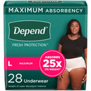 Depend Fresh Protection Adult Incontinence  Underwear, Disposable, Maximum Absorbency