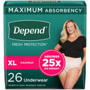 Depend Fresh Protection Adult Incontinence  Underwear, Disposable, Maximum Absorbency