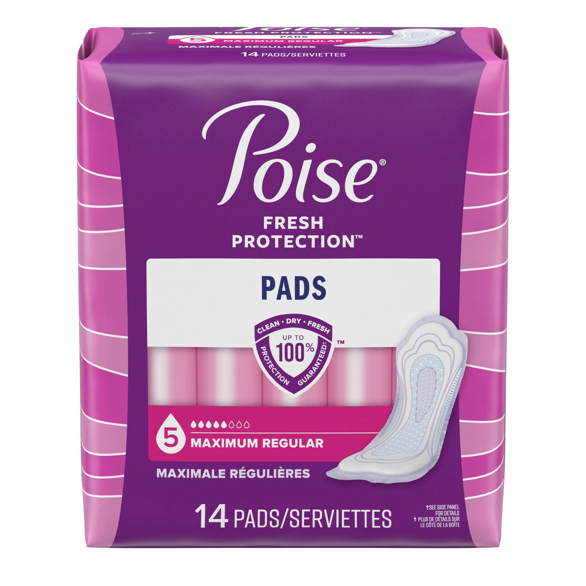 Poise Incontinence Pads, Maximum Absorbency, Regular, 14 Count - Incontinence/Single Use - Poise
