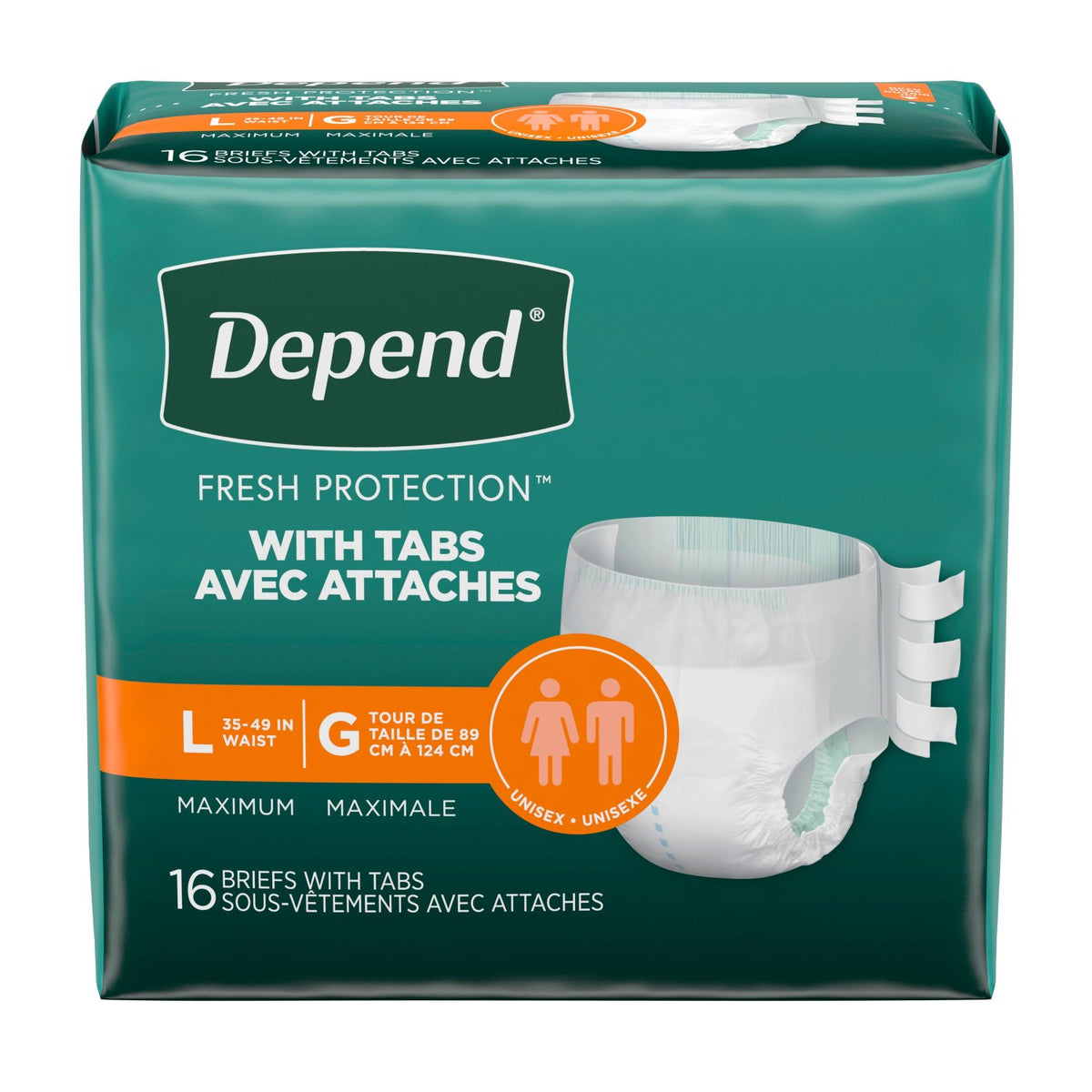 Depend Incontinence Protection with Tabs, Maximum Absorbency - Incontinence/Single Use - Depend