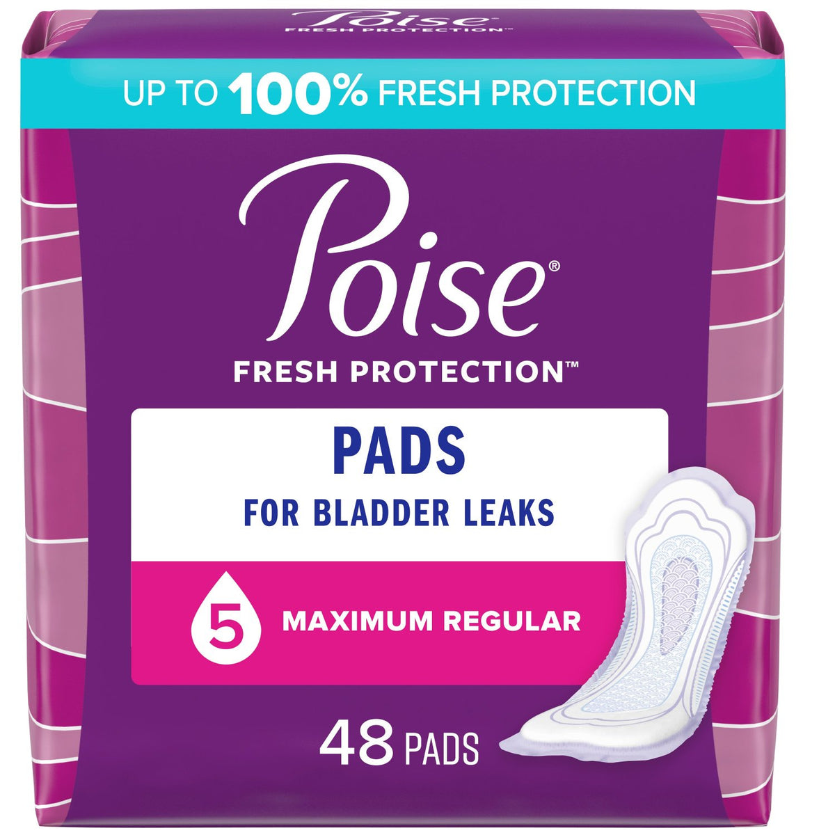 Poise Incontinence Pads, Maximum Absorbency, Regular, 48 Count - Incontinence/Single Use - Poise - Default Title - 036000335941