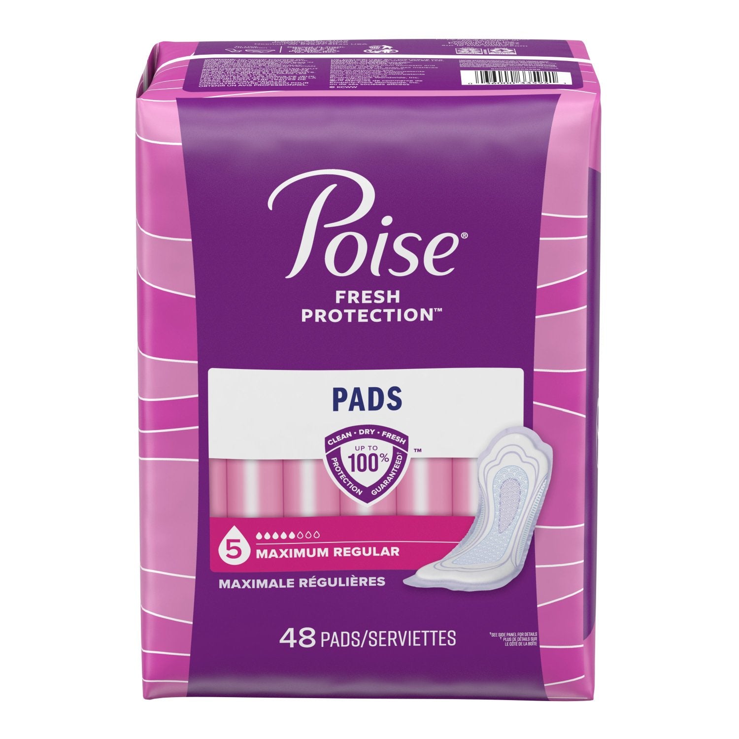 Poise Incontinence Pads, Maximum Absorbency, Regular, 48 Count