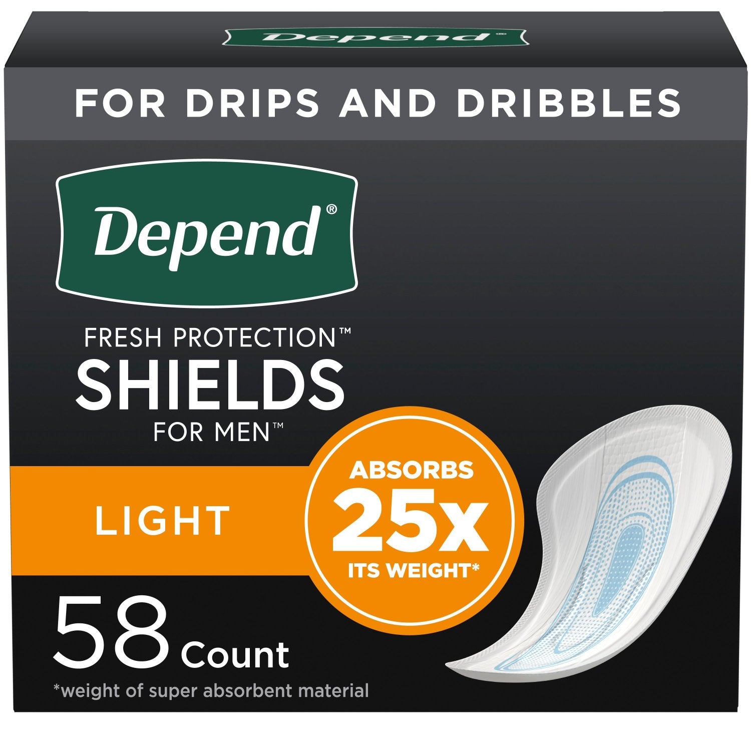 Depend Incontinence Shields for Men, Light Absorbency