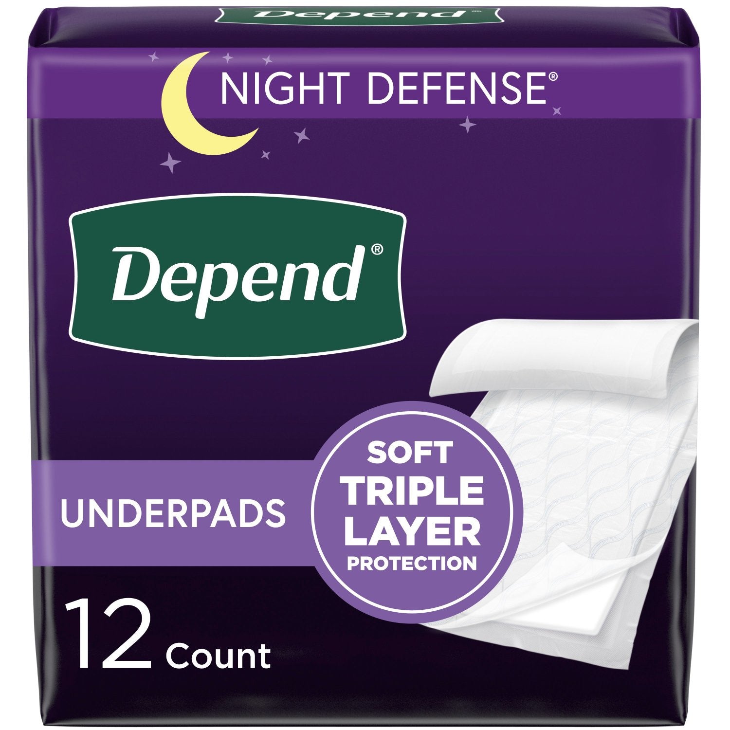 Depend Underpads, Disposable Incontinence Bed Pads for Adults, Slip Resistant, 12 Count