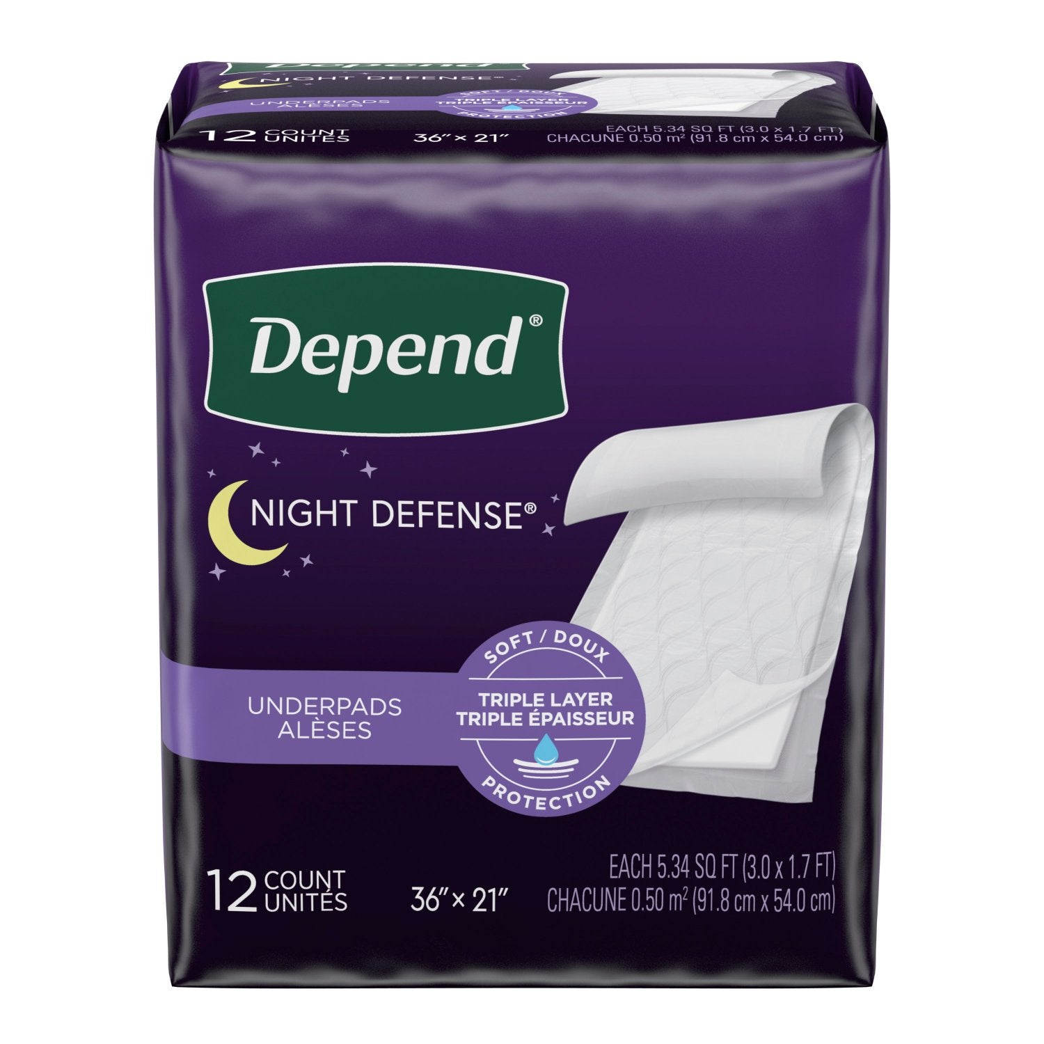 Depend Underpads, Disposable Incontinence Bed Pads for Adults, Slip Resistant, 12 Count