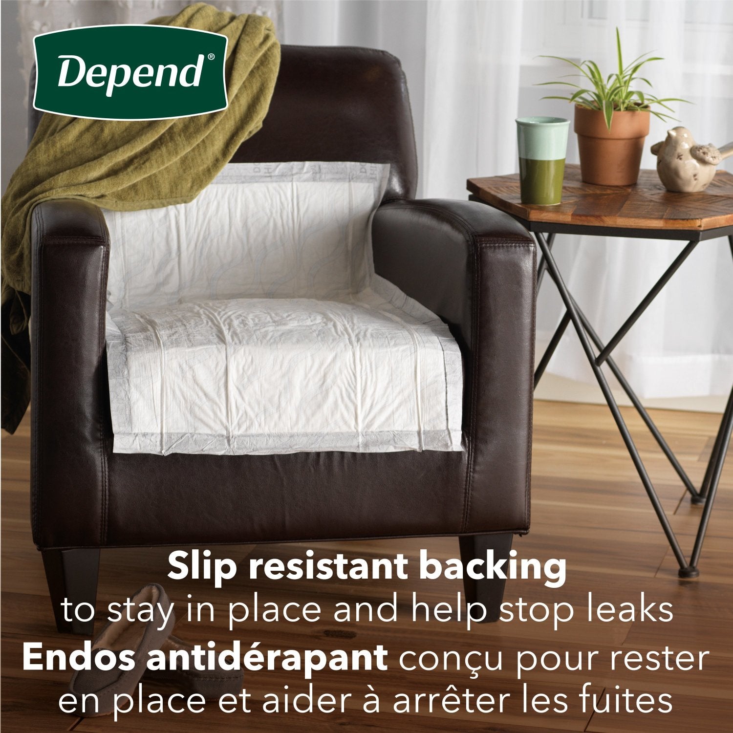 Depend Underpads, Disposable Incontinence Bed Pads for Adults, Slip Resistant, 12 Count