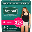 Depend Fresh Protection Adult Incontinence  Underwear, Disposable, Maximum Absorbency