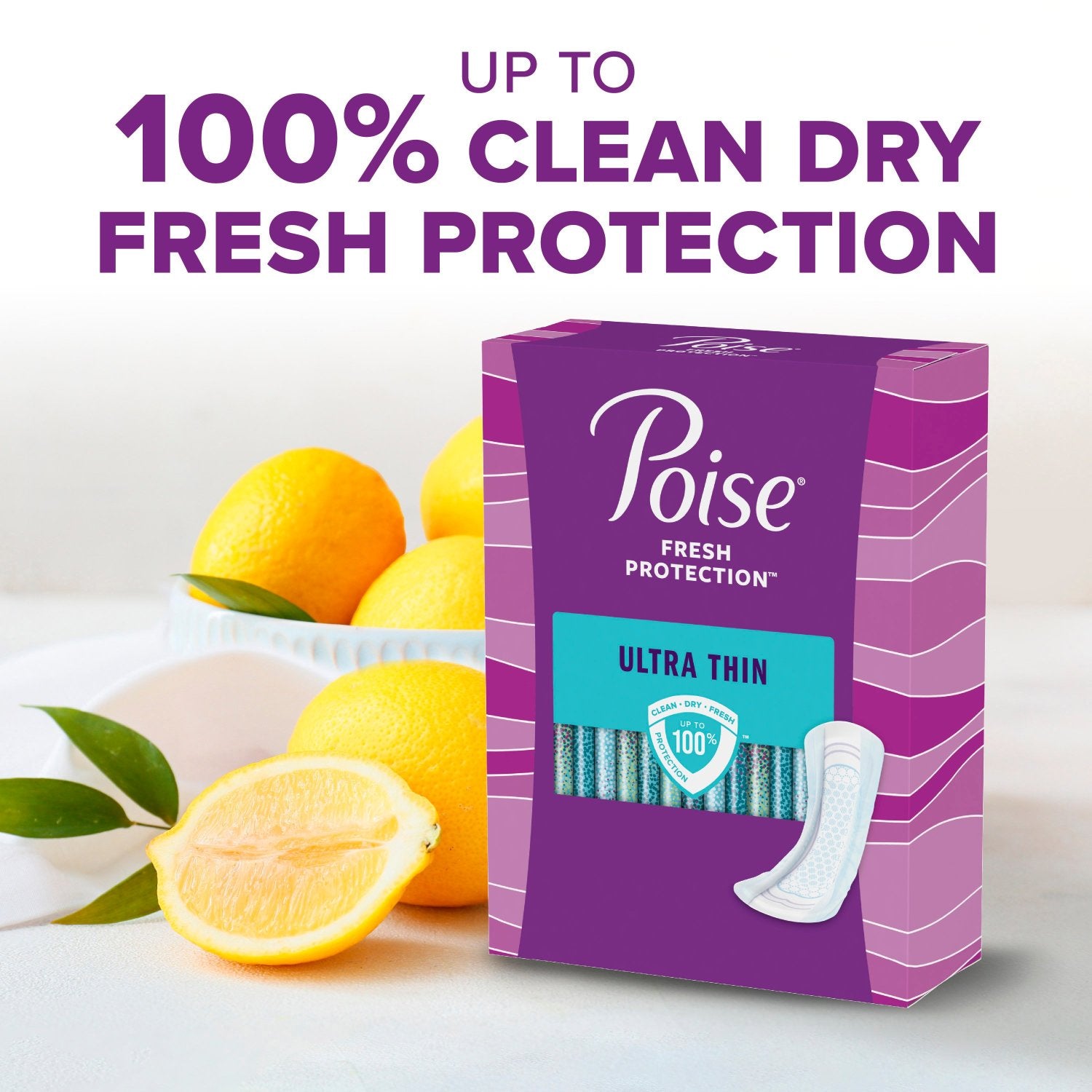 Poise Ultra Thin Incontinence Pads, 6 Drop Ultimate Absorbency, Long Length, 26 Count