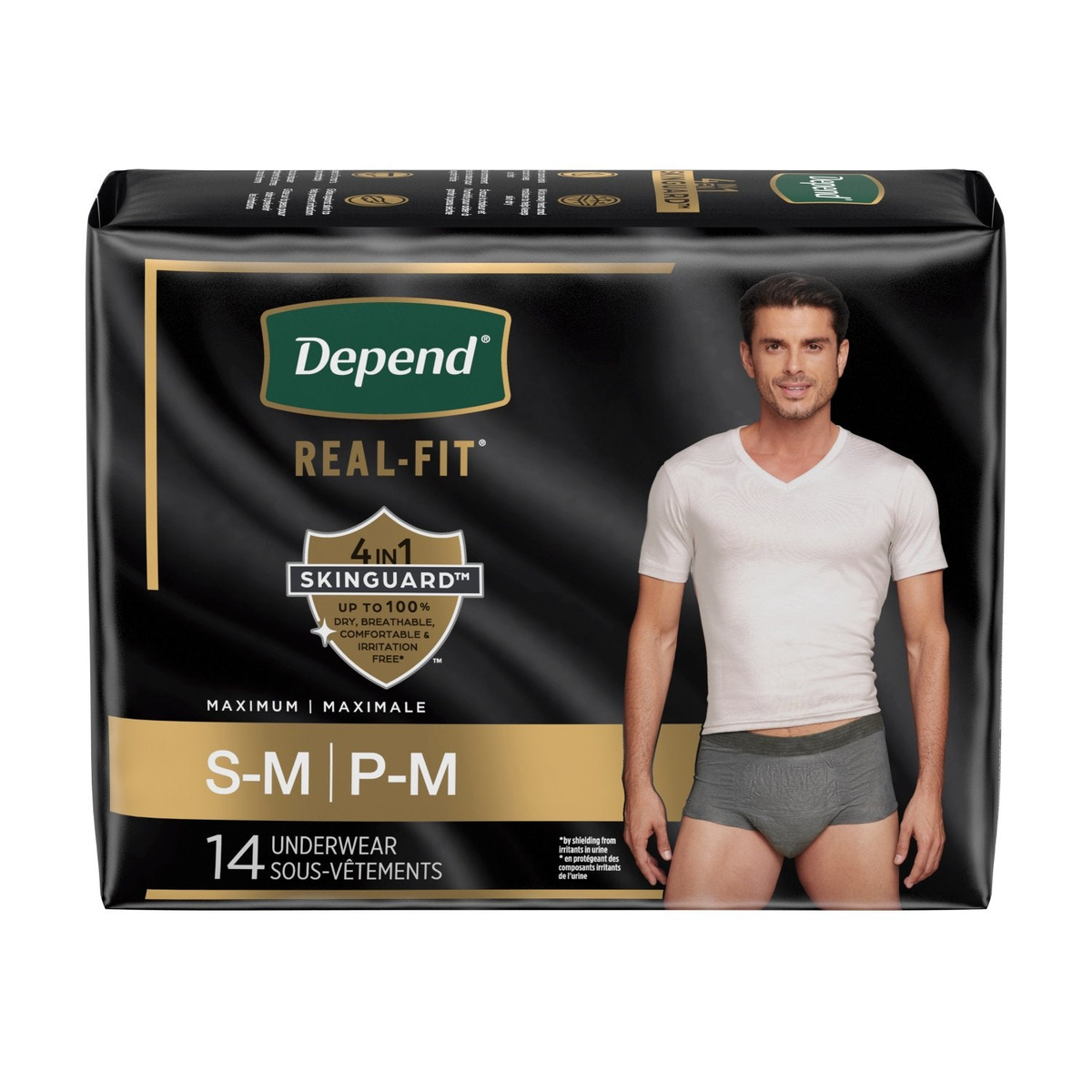 Depend Real Fit Incontinence Underwear for Men, Maximum Absorbency, Black & Grey - Incontinence/Incontinence Products/Pads & Briefs - Depend