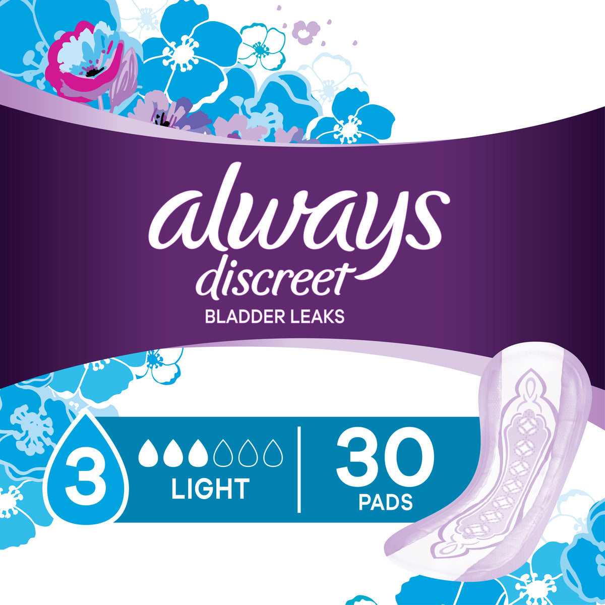 Always Discreet Incontinence Pads, Light Absorbency - Incontinence/Single Use - Always Discreet