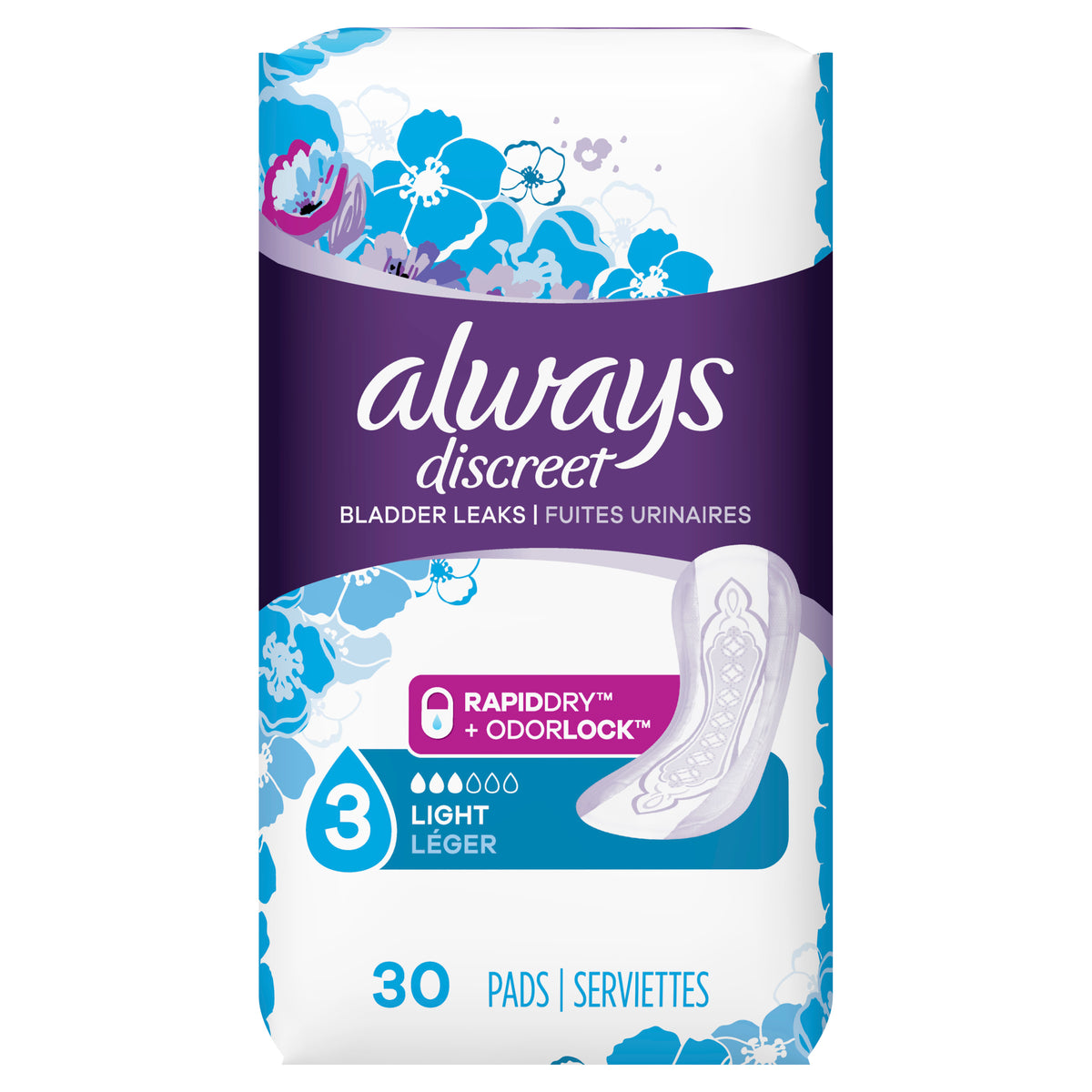 Always Discreet Incontinence Pads, Light Absorbency - Incontinence/Single Use - Always Discreet