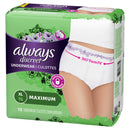 Always Discreet Incontinence & Postpartum Underwear, Maximum Absorbency