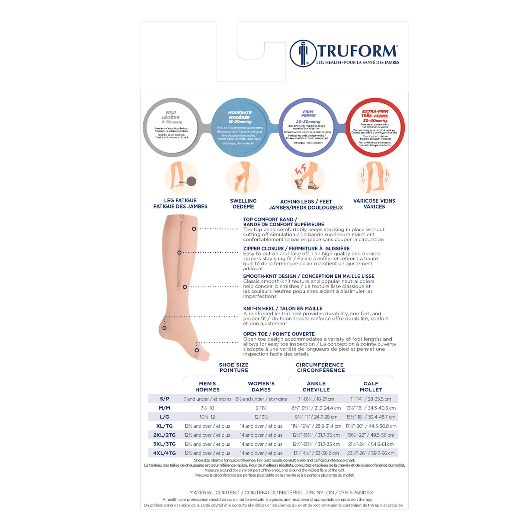 TRUFORM Zipper Compression Stockings