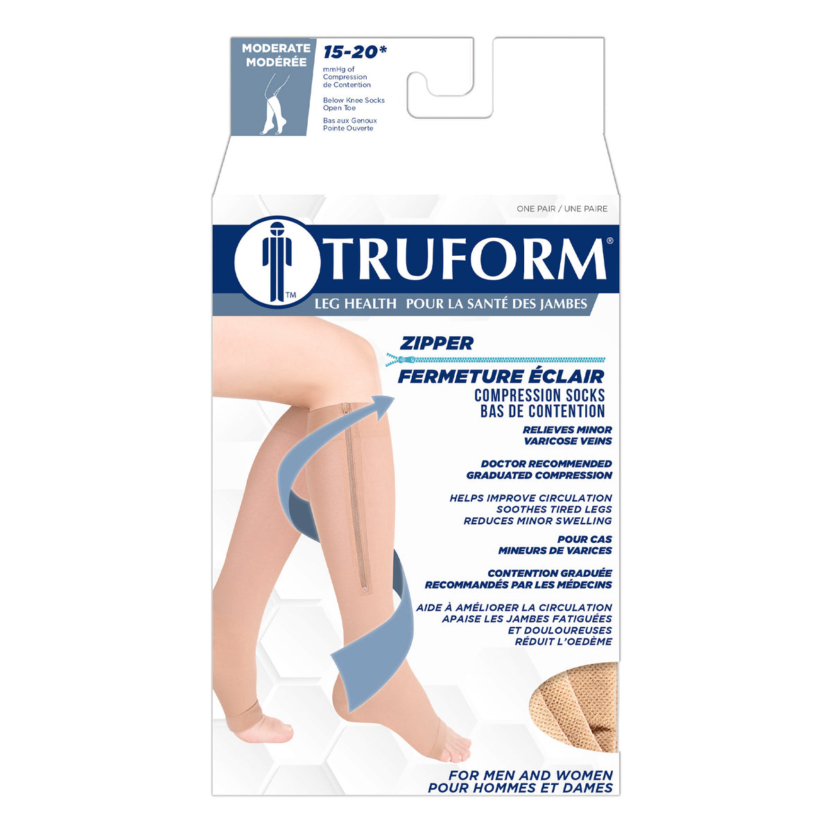 TRUFORM Zipper Compression Stockings - Compression/Moderate Compression - TRUFORM - 2X - Large - 048503067571