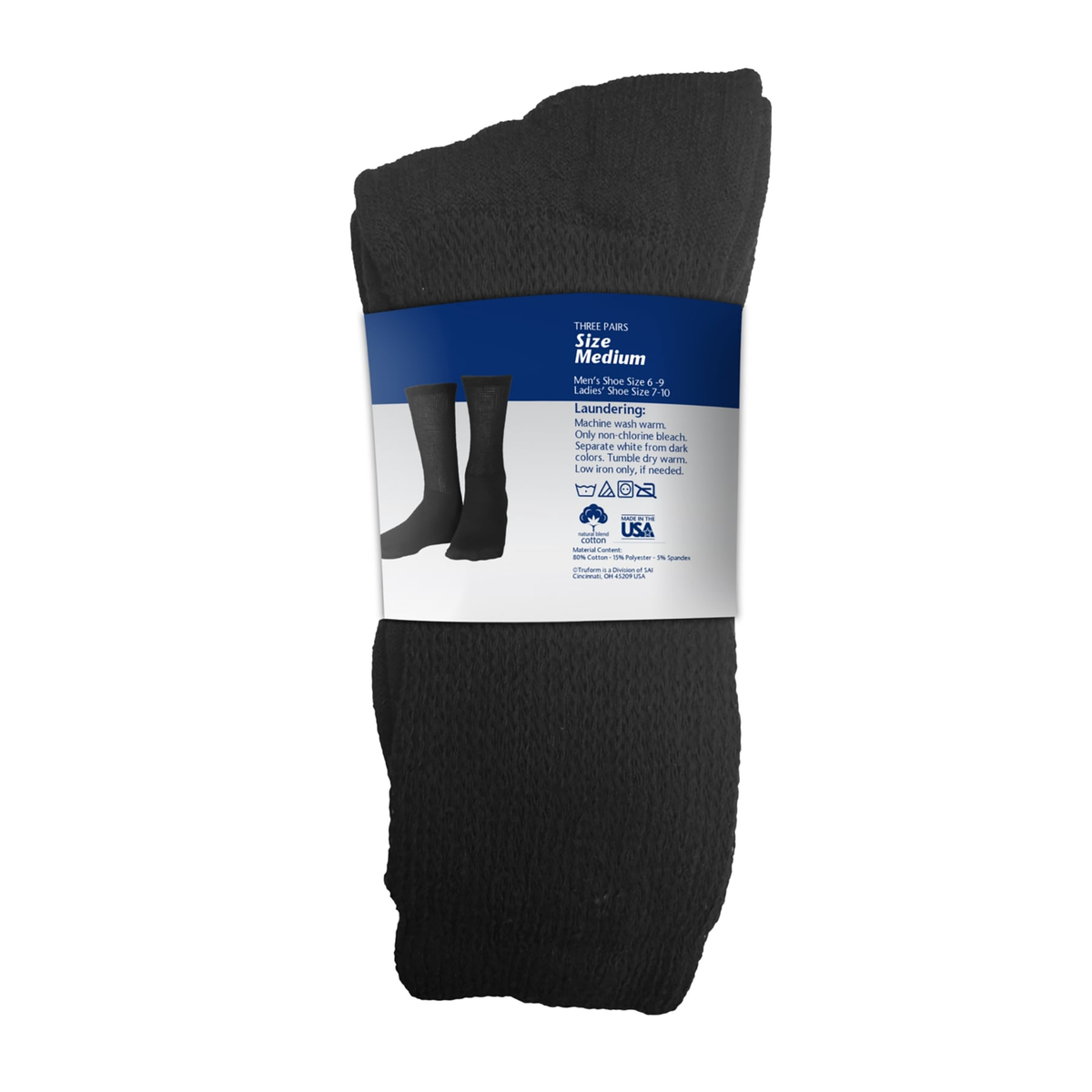 TRUFORM Diabetic Socks - Compression & Bracing/Compression Hosiery/Diabetic - TRUFORM - Large - Black - 048503291853