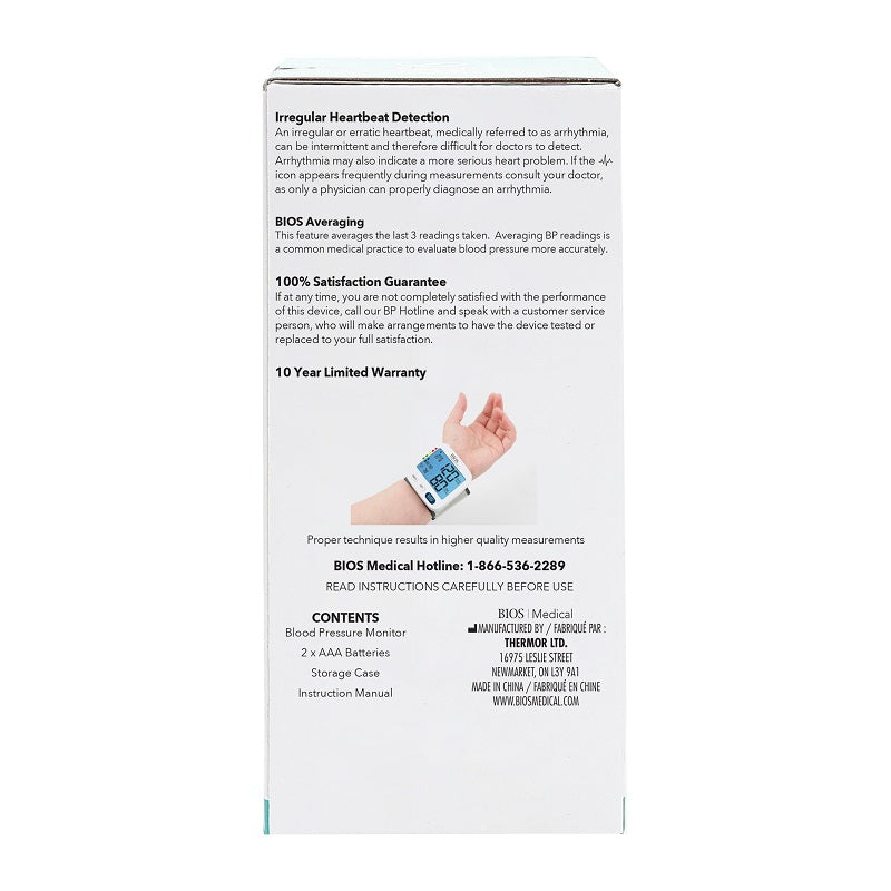 BIOS Diagnostics Blood Presure Monitor - Wrist - Health Monitoring/Blood Pressure Monitors - BIOS Diagnostics
