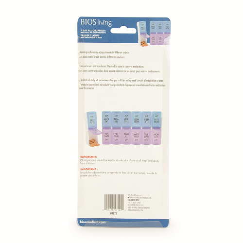 BIOS Living 7 Day Pill Organizer w/AM/PM Compartments