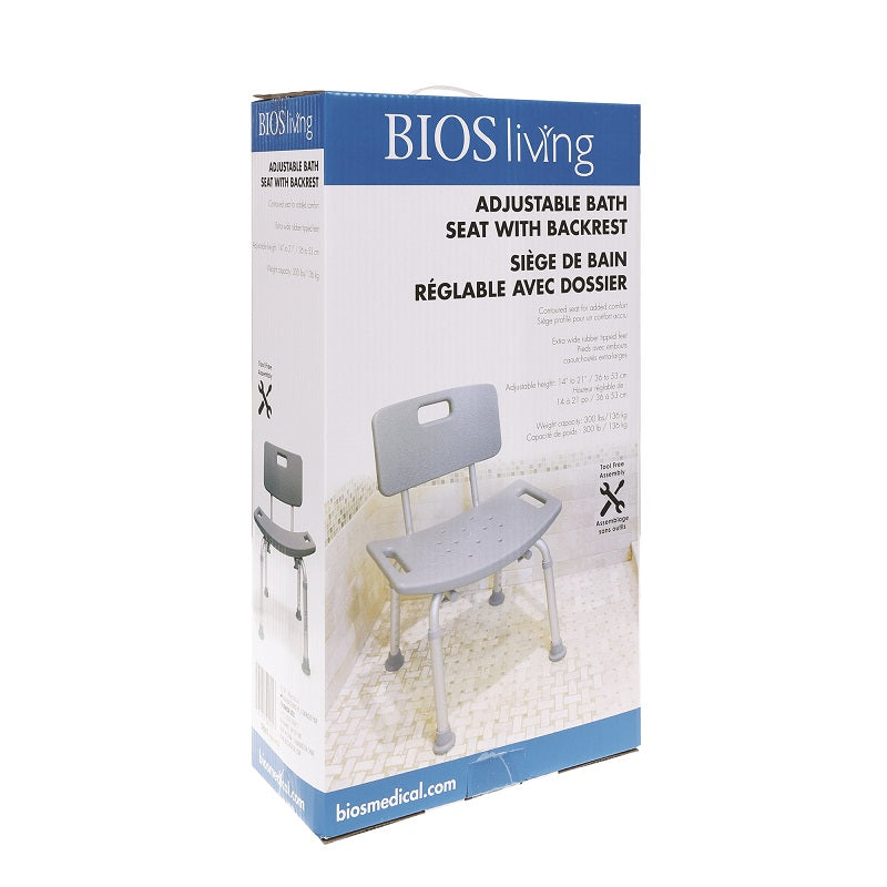 BIOS Adjustable Bath Bench with Back - Home/Bathroom Safety - BIOS Living