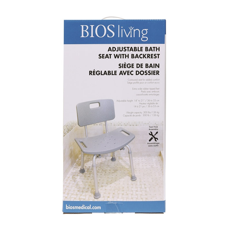 BIOS Adjustable Bath Bench with Back - Home/Bathroom Safety - BIOS Living