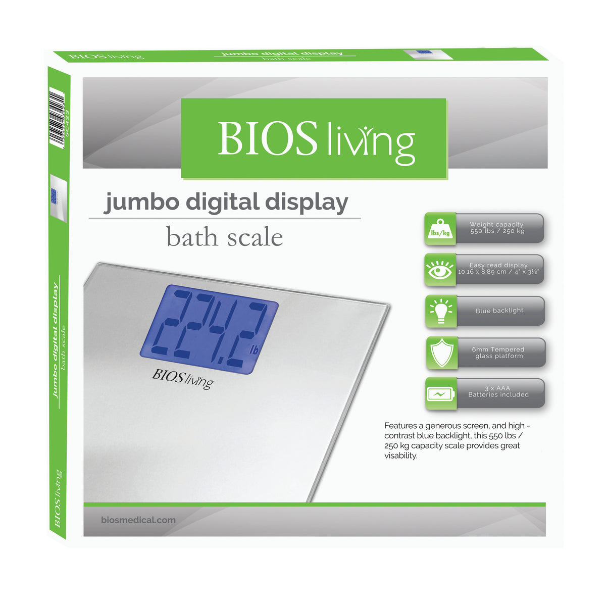 BIOS Living Jumbo Digital Display Scale - Health Monitoring/Body Weight Scales - BIOS Living - Default Title - 057475934231