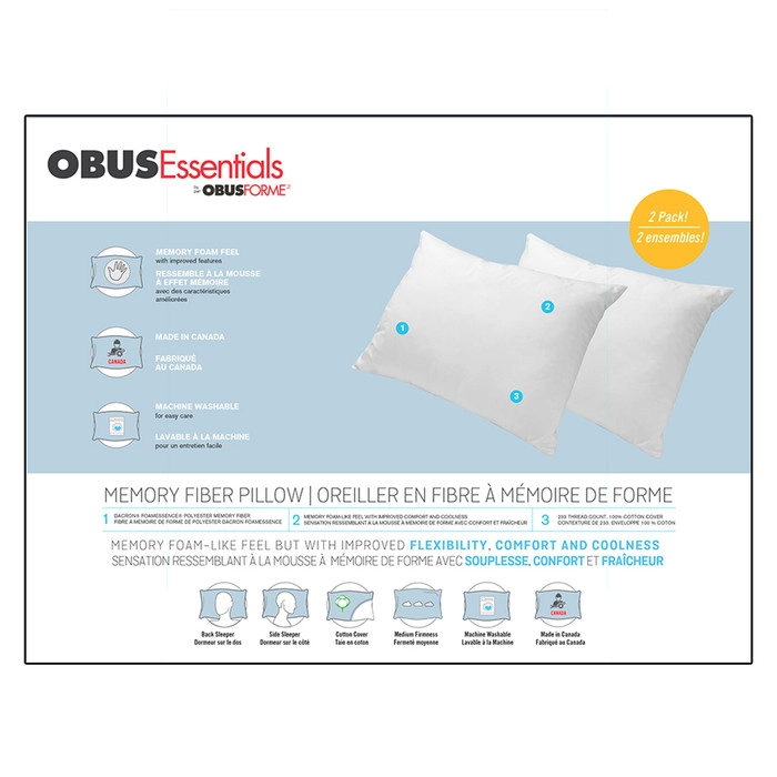 ObusForme Memory Fiber Filled Pillow – 2 Pack