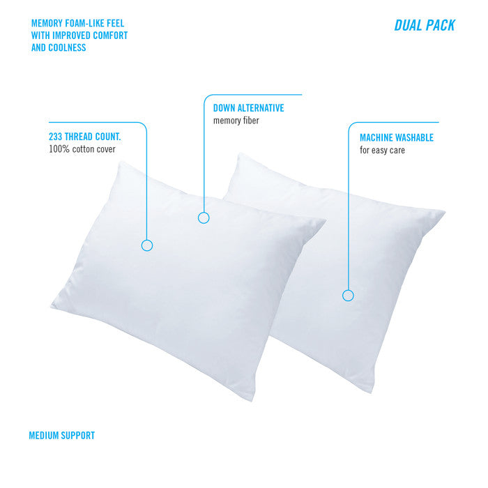 ObusForme Memory Fiber Filled Pillow – 2 Pack - Sleep Aids/Pillows - ObusForme
