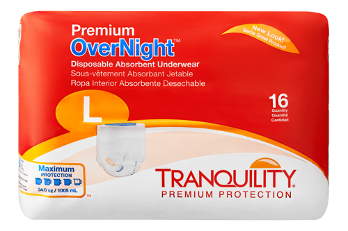 Tranquility Premium OverNight Disposable Absorbent Underwear, Maximum Absorbency