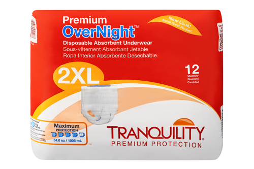 Tranquility Premium OverNight Disposable Absorbent Underwear, Maximum Absorbency