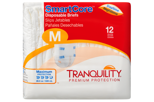 Tranquility SmartCore Breathable Briefs, Maximum Absorbency - Incontinence/Single Use - Tranquility - Medium - 12 Count - 070319023120