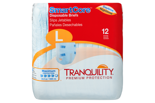 Tranquility SmartCore Breathable Briefs, Maximum Absorbency - Incontinence/Single Use - Tranquility - Large - 12 Count - 070319023137