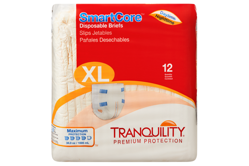 Tranquility SmartCore Breathable Briefs, Maximum Absorbency - Incontinence/Single Use - Tranquility - X - Large - 12 Count - 070319023144