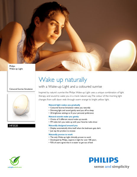 Philips Wake Up Light  With Alarm Hf3520