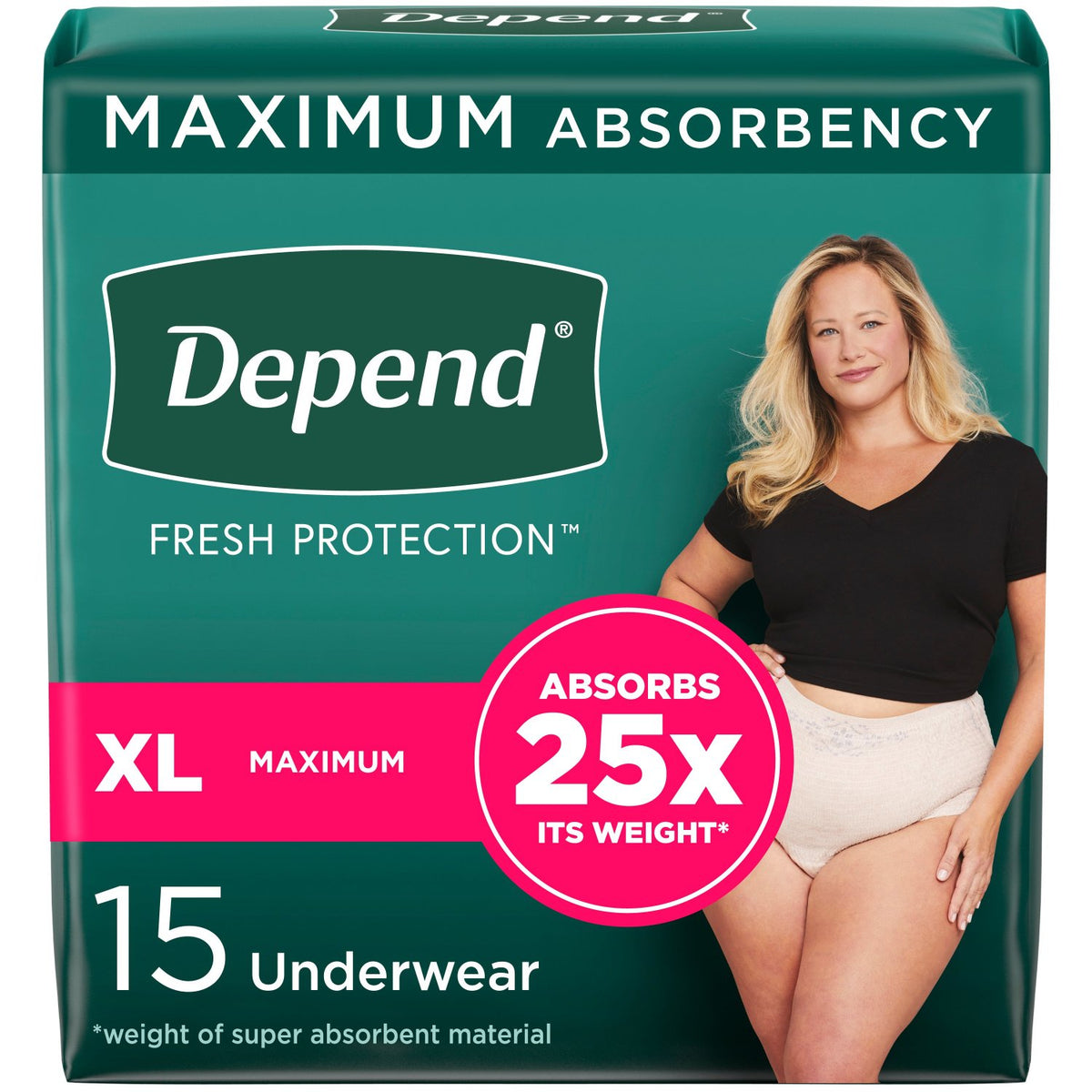 Depend Fresh Protection Adult Incontinence Underwear for Women - Incontinence/Incontinence Products/Pads & Briefs - Depend - X - Large - 15 Count - 036000385328