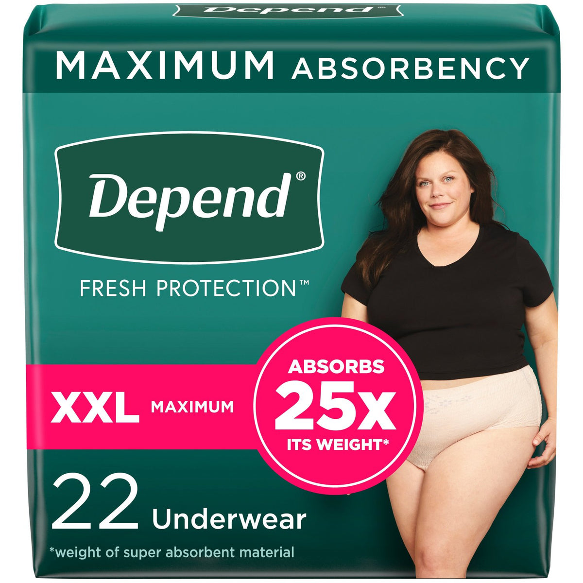 Depend Fresh Protection Adult Incontinence Underwear for Women - Incontinence/Incontinence Products/Pads & Briefs - Depend - XX - Large - 22 Count - 036000533064