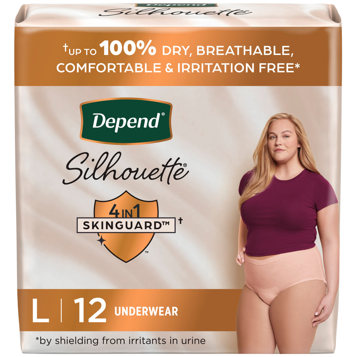 Depend Silhouette Incontinence Underwear for Women, Maximum Absorbency, Pink, Large - Incontinence/Incontinence Products/Pads & Briefs - Depend - 12 Count - 036000554243