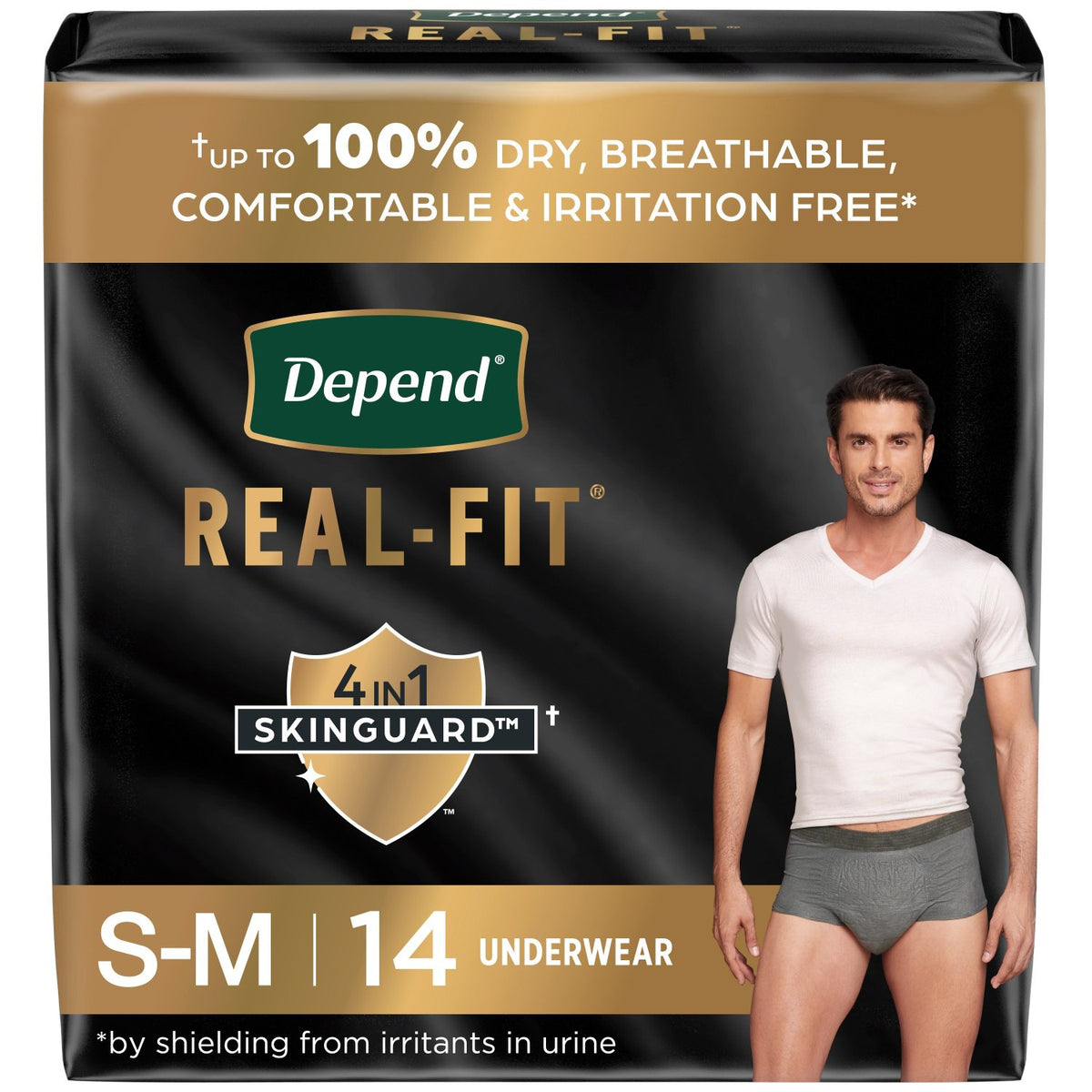 Depend Real Fit Incontinence Underwear for Men, Maximum Absorbency, Black & Grey - Incontinence/Incontinence Products/Pads & Briefs - Depend