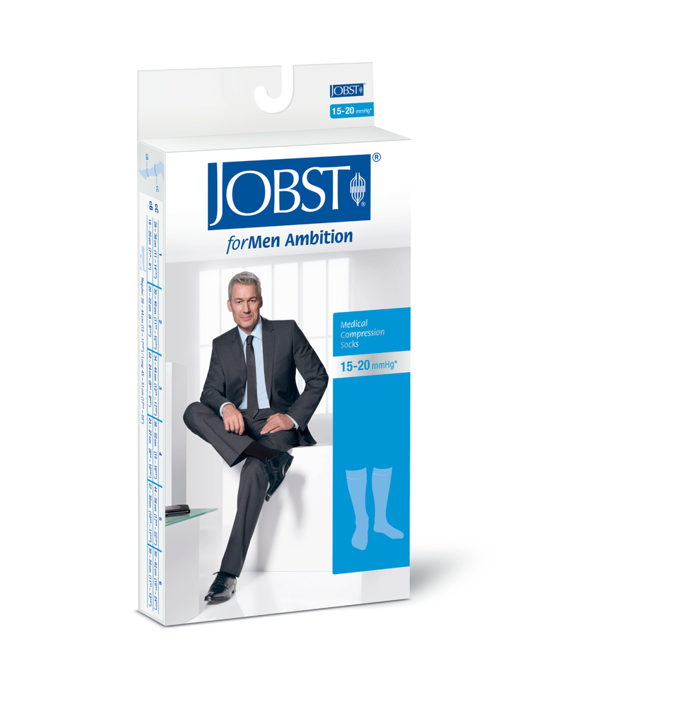 JOBST forMen Ambition Knee High Compression Stockings, Grey , 2 Regular