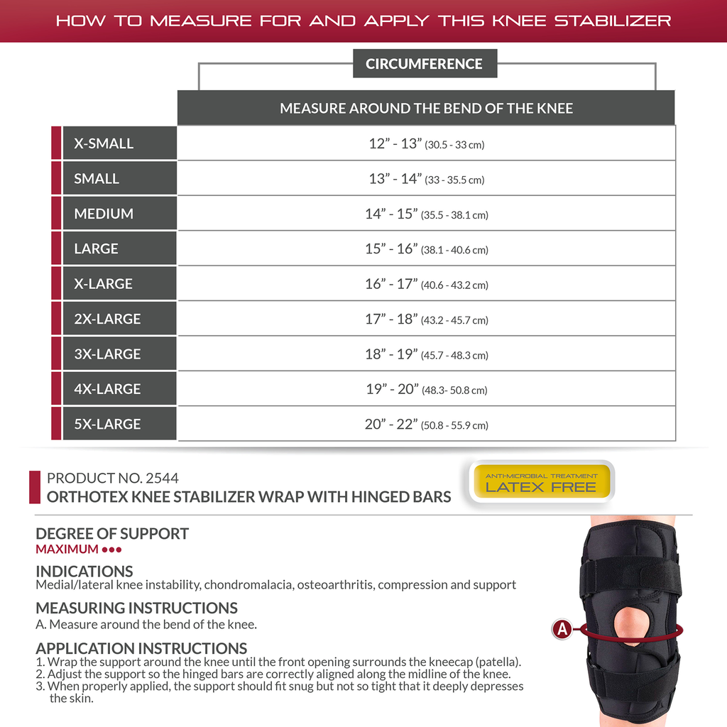 OTC Orthotex Knee Stabilizer Wrap - Hinged Bars, 3X - Large - Compression & Bracing/Supports & Braces/Knee & Ankles Braces - OTC