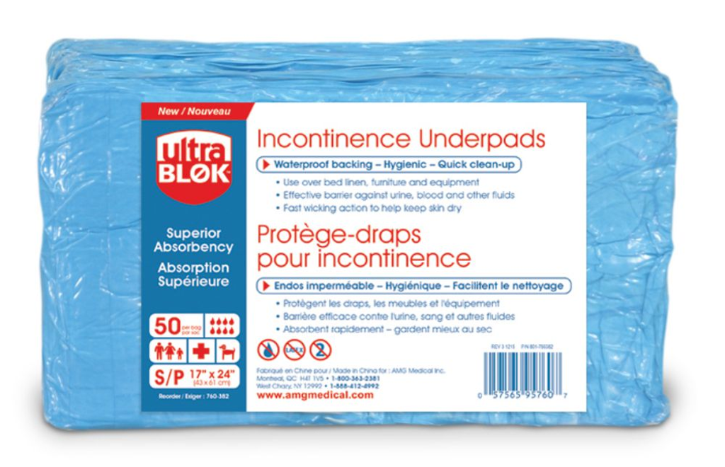 Ultra - Blok Absorbent Disposable Underpads - / - Ultra - Blok - Small (17"x24") - 50 Count - 50 Count - 057565957607