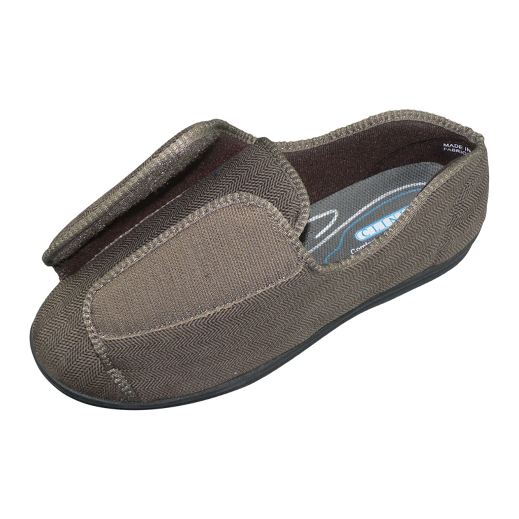 CLINIC Comfort System Men’s Clinic Slipper, Brown, 9 - Daily Living Aids & Wellness/Footwear/ - CLINIC Comfort System