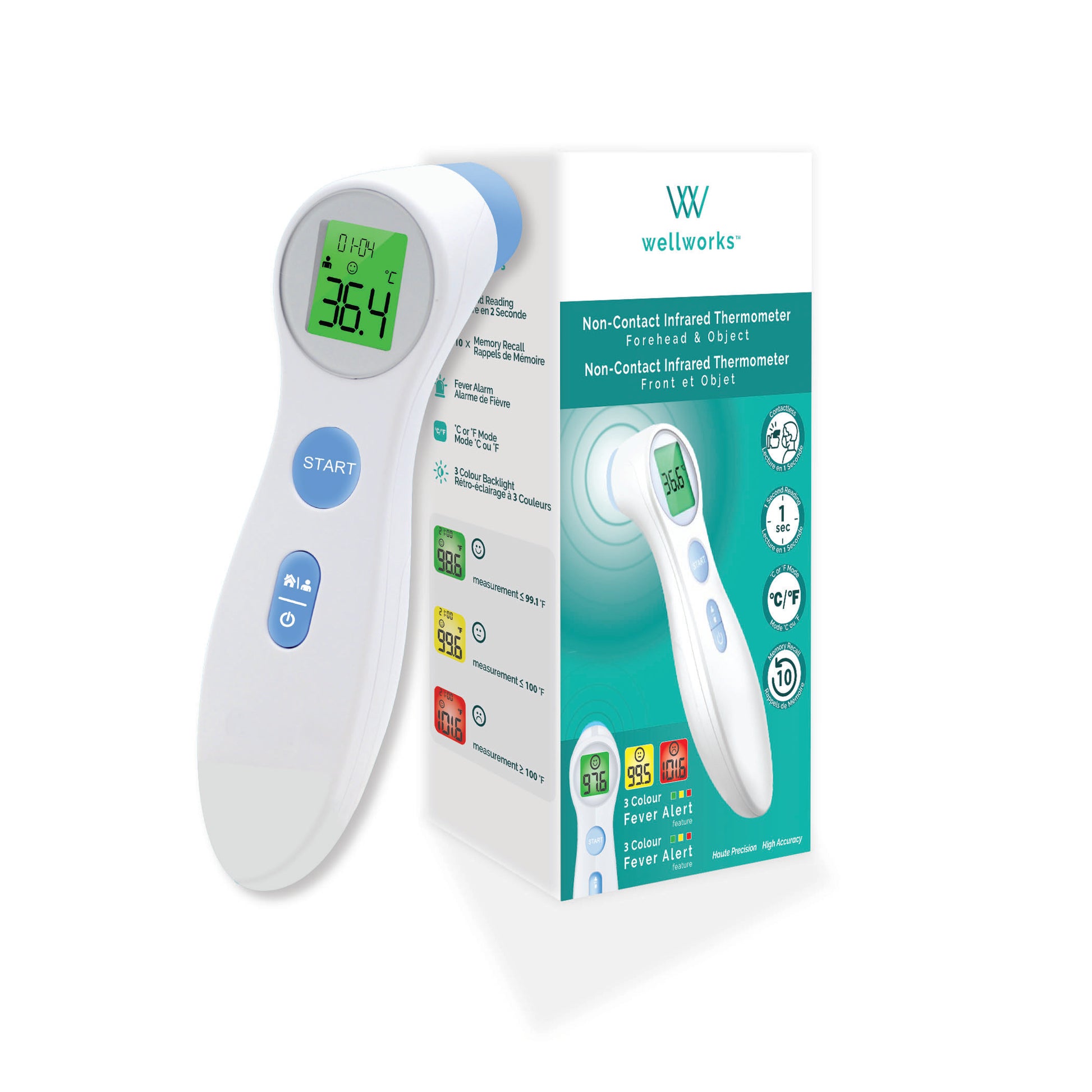 wellworks Non Contact Infrared Thermometer - Health Monitoring/Thermometers - wellworks - Default Title - 624721100957