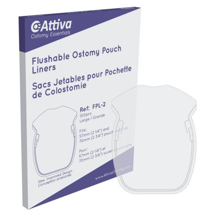 Ontario Ostomy Supply Flushable Pouch Liners, Openings 57Mm & Up Size 17Cm X 20Cm, Large - (Item No.Fpl - 2), 100 Count - Ostomy/Pouches - Attiva Ostomy Essentials - Default Title - 627953000088