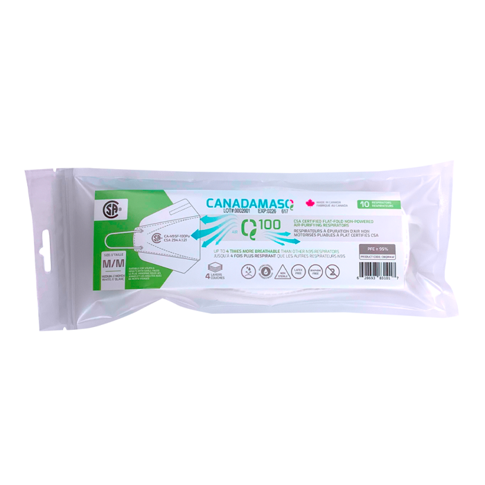 CanadaMasq Q100 CA - NA95 Respirator - Daily Living/First Aid - CanadaMasq