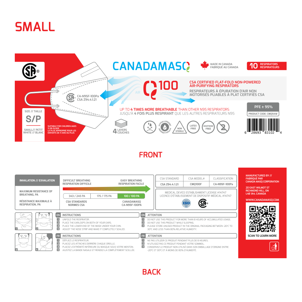 CanadaMasq Q100 CA-NA95 Respirator - Wellwise Home Health & Wellness