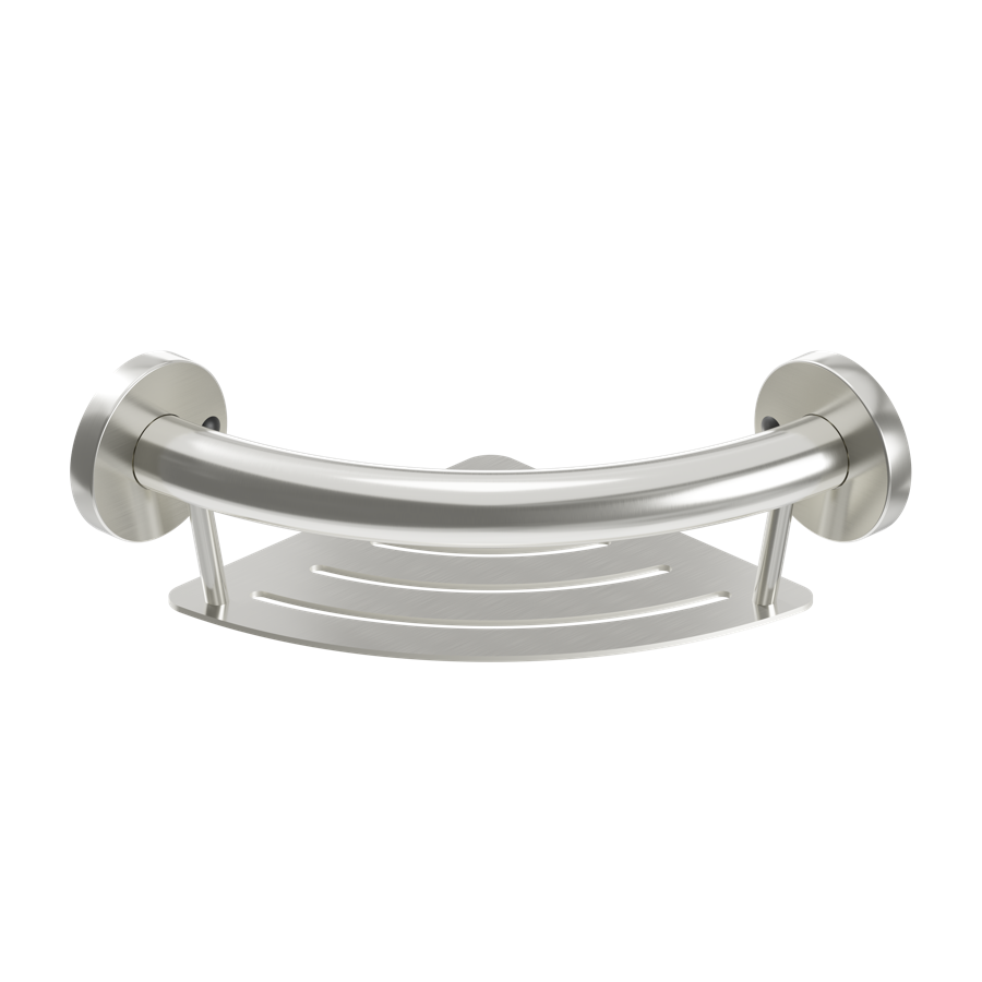 HealthCraft Products Plus Series Grab Bar - Corner Shelf - Brushed Stainless Steel