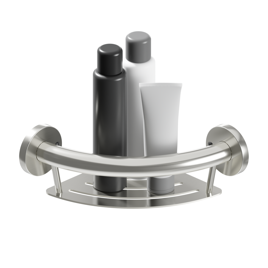 HealthCraft Products Plus Series Grab Bar - Corner Shelf - Brushed Stainless Steel
