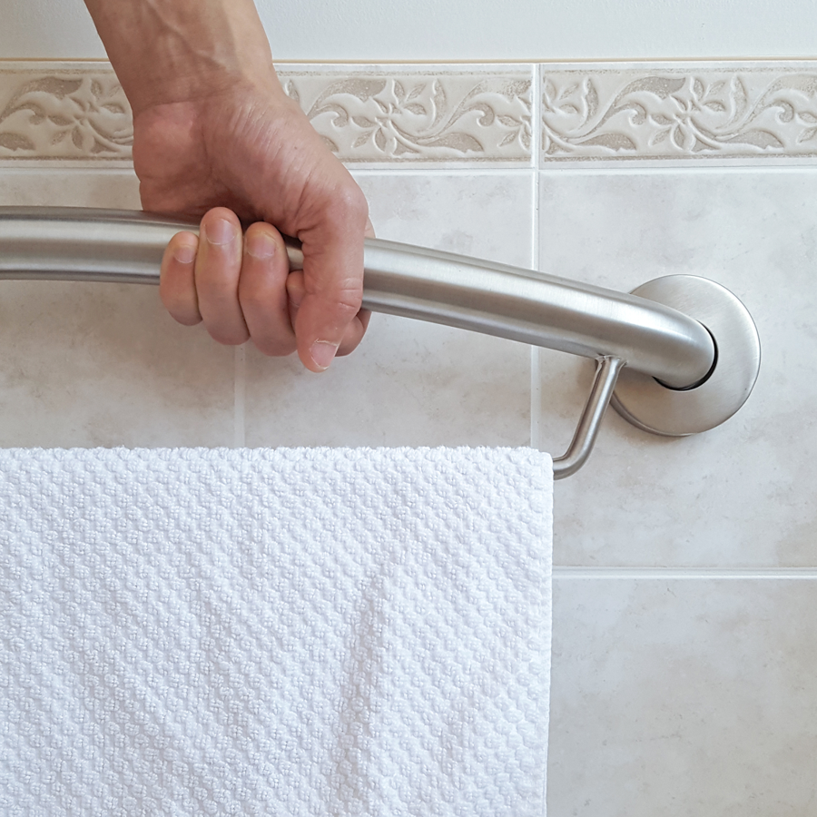 HealthCraft Products Plus Series Grab Bar - 24" Towel Bar - Brushed Stainless Steel